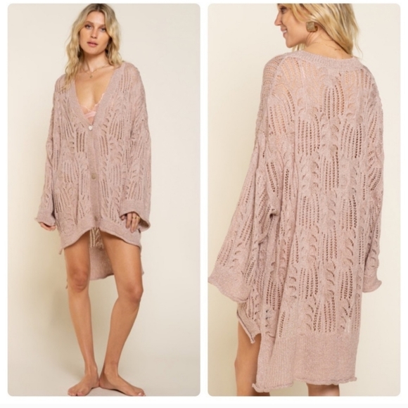 🥳HP🥳New boutique Pol mauve v neck cardigan - Picture 3 of 11